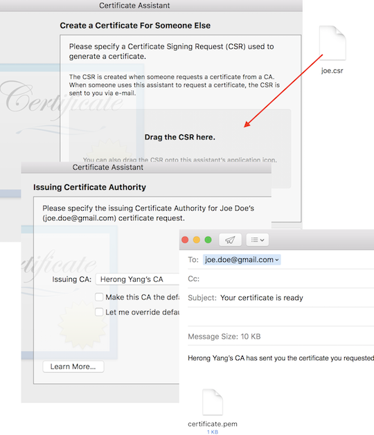 Issue Certificate from CSR in Keychain Access