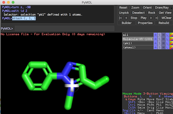 MyMol Attach to the First Picked Atom