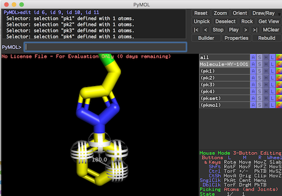 MyMol edit id n, ... Command for Picked Atoms