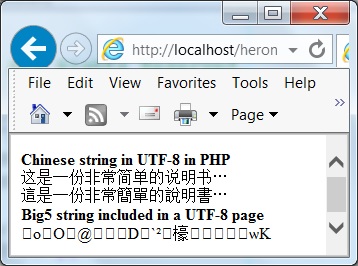 Chinese Web Page Generated by PHP using UTF-8 with Big5 Characters