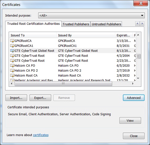 Viewing Trusted Root Certificate in Google Chrome