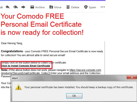Installing Comodo Personal Certificate on Firefox