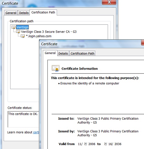 IE Certificate Path View