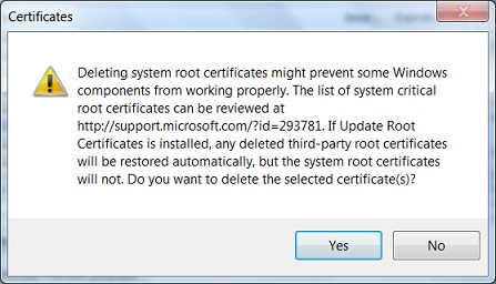 Delete Certificates from IE