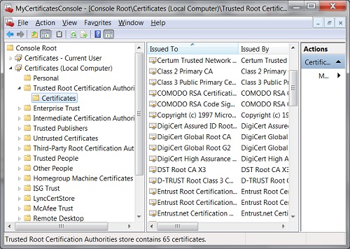 Trusted Root CA Certificates on Windows