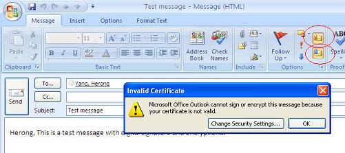 Valid Certificate Required In Outlook 2007