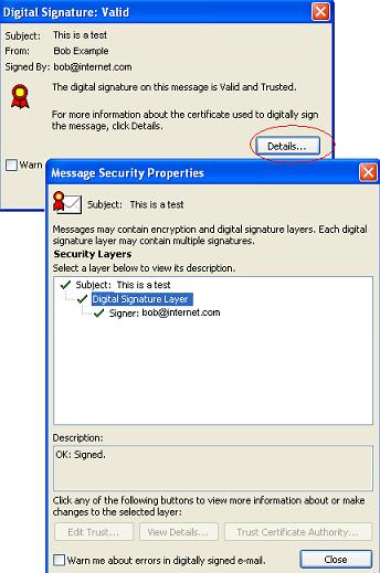 Outlook 2007 Message Security Properties
