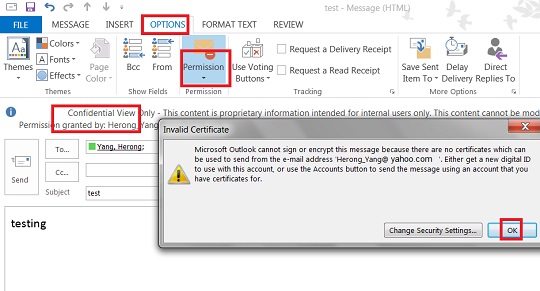 Outlook Invalid Certificate Error
