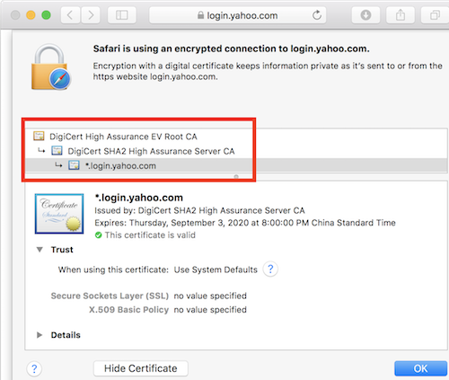 Certificate Path View - Apple Safari
