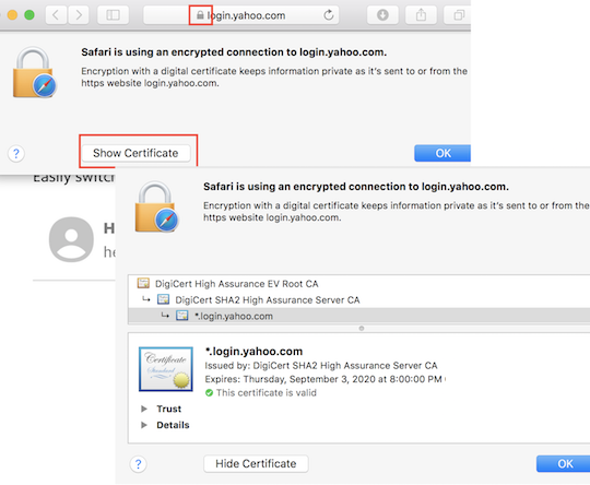 Show Server Certificate - Apple Safari