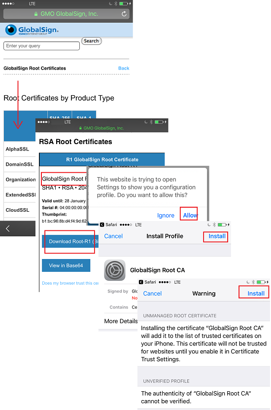 Install Trusted Root Certificate on iOS 10 iPhone