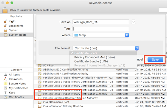 Export Certificate from macOS Computer