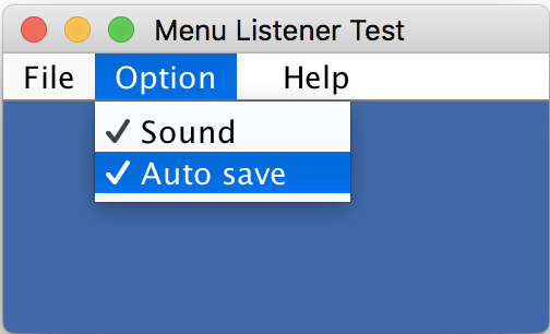 Check Box Menu Item Listener Test