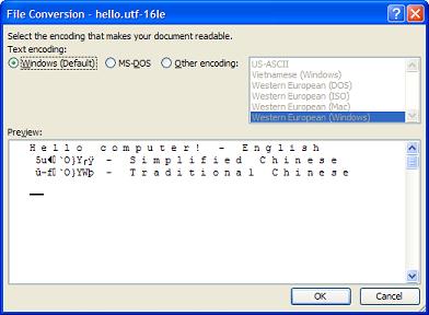 Word Open UTF-16LE File - Bad