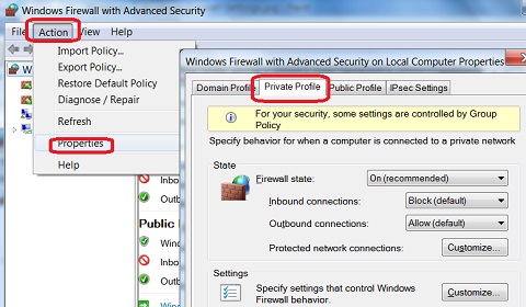 Windows 7 Windows Firewall Advanced Settings