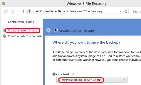 Windows 8: Create System Image