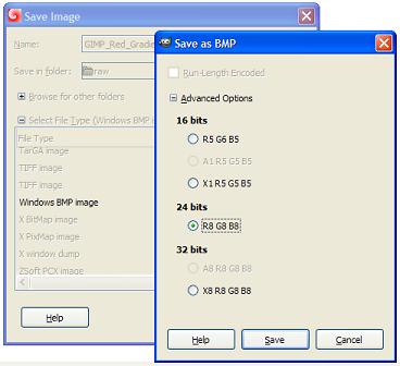 GIMP Save BMP Color Level