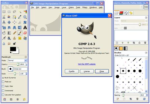 GIMP Main Window and Toolbox
