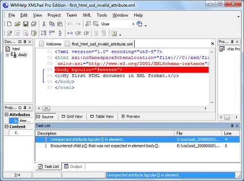 XMLPad - Invalid XML Document with 2 Errors