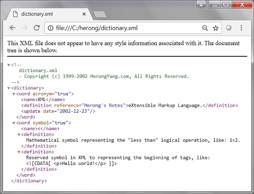 Viewing XML with Google Chrome