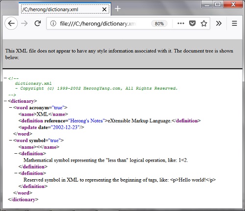 Viewing XML with Mozilla Firefox
