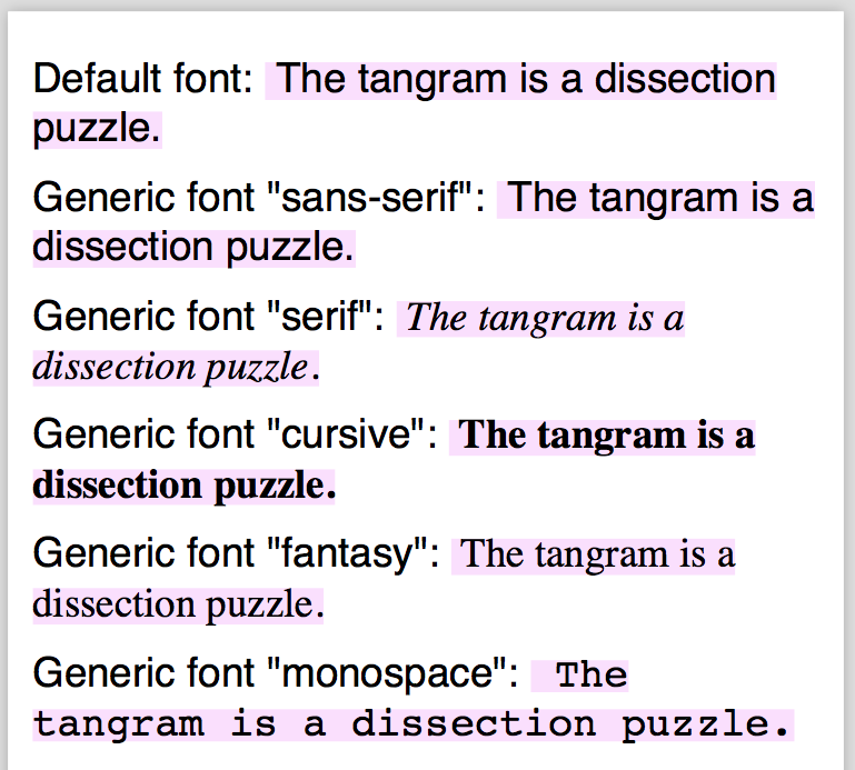 XSL-FO Generic Font Families